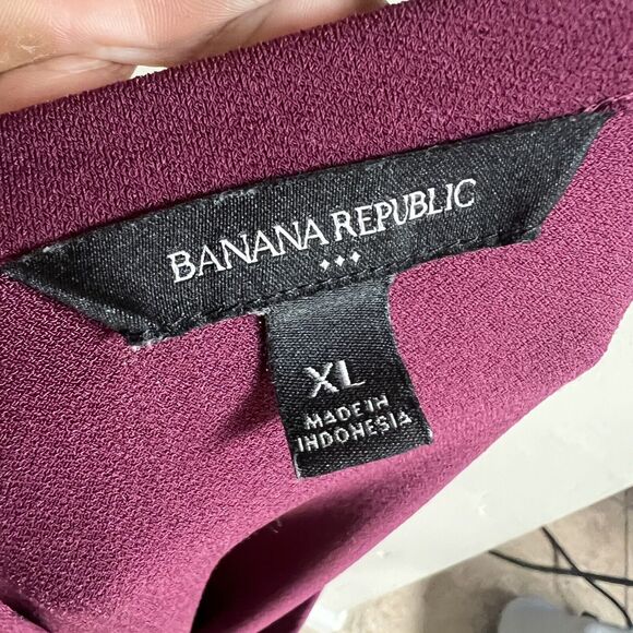 Banana Republic Sheer Sleeve Burgundy Blouse Size XL Holidays Office - Picture 10 of 11